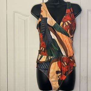 One Piece Swimsuit V Neck Women Size Large NWOT